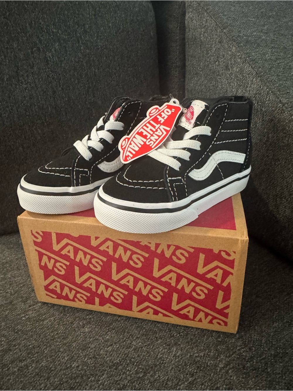 Vans Black and White High-Top Kids Sneakers